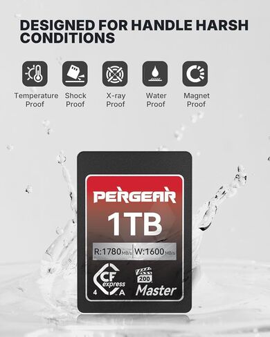 PERGEAR 1TB Cfexpress 4.0 Type A Memory Card with Card Reader, up to 1780MB/S Read Speeds, 8k RAW Video Recording & Photo, with USB Type C 40Gbps CFexpress Memory Card Adapter in Kuwait