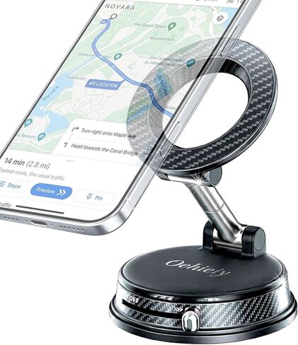 Anti-Vibration Magnetic Car Phone Holder, N52 Ultra Strong Suction Cup Dashboard Windshield Car Mount, 1080° Rotation Vacuum Magnetic Phone Mount, Universal Fit for iPhone Samsung Android in Kuwait