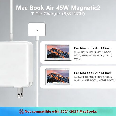 شاحن 45 واط لجهاز MacBook Air، شاحن محول طاقة مغناطيسي 45 واط على شكل حرف T بديل لجهاز Mac Air 11/13 بوصة (ينطبق على 2012-2017) in Kuwait