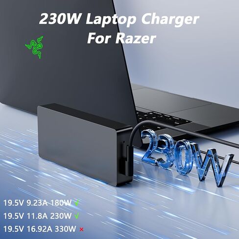 شاحن 230 واط Blade 15 متوافق مع Razer Blade 15 16 14 17 RC30-024801 RZ09-0248 RTX 5070 3060 RTX3070 Pro 17/4K RTX3080 RTX2070 RTX2080 GTX1060-1070 19.5V 11.8A محول طاقة للألعاب in Kuwait