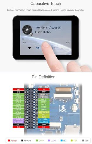 Waveshare ESP32-S3 لوحة تطوير شاشة تعمل باللمس بالسعة 3.5 بوصة، 320 × 480 بكسل 262 ألف لون IPS لوحة عرض تدعم Wi-Fi وBLE 5 in Kuwait