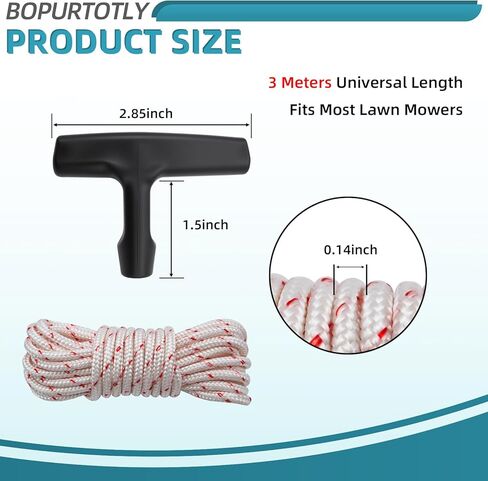 New Recoil Starter Rope 3-Meter Pull Cord with Starter Handle Replacement for Lawn Mower ChainsawTrimmer Edger Brush Cutter Engine Parts(Red and White Cord,3.5 mm) in Saudi Arabia