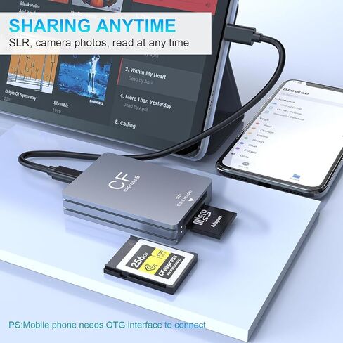 CFexpress Type B Card Reader, Dual-Slot CFexpress Type B & SD Card Reader, USB-C 3.2 Gen 2 10Gbps Aluminum Memory Card Reader for SD UHS-II/UHS-I, Photo & Video Offload in Kuwait