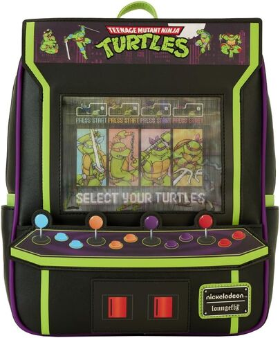 حقيبة ظهر Loungefly Teenage Mutant Ninja Turtles 40th Anniversary Vintage Arcade Mini، أسود/فحمي، Taglia unica in Kuwait