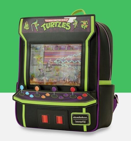 حقيبة ظهر Loungefly Teenage Mutant Ninja Turtles 40th Anniversary Vintage Arcade Mini، أسود/فحمي، Taglia unica in Kuwait