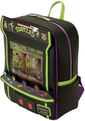 حقيبة ظهر Loungefly Teenage Mutant Ninja Turtles 40th Anniversary Vintage Arcade Mini، أسود/فحمي، Taglia unica in Kuwait