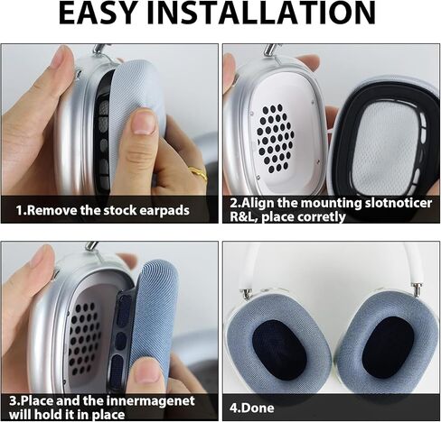 Replacement Ear Cushions for AirPods Max (2024), Compatible with AirPods Max 2 Over-Ear Headphones with Comfortable Mesh and Elastic Memory Sponge (Midnight Color) in Kuwait