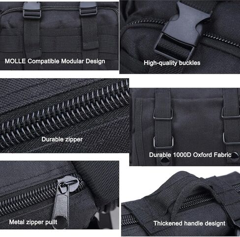 Tactical MOLLE Waist Bag – Heavy-Duty Outdoor Utility Pouch, Multi-Pocket Gear Organizer for Hunting, Fishing & Outdoor Use (Black) (Black) in Kuwait