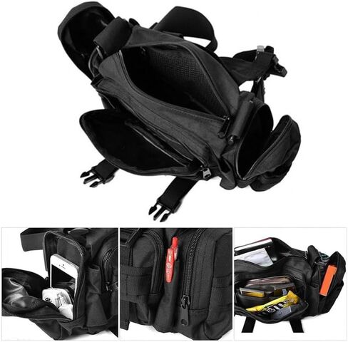 Tactical MOLLE Waist Bag – Heavy-Duty Outdoor Utility Pouch, Multi-Pocket Gear Organizer for Hunting, Fishing & Outdoor Use (Black) (Black) in Kuwait