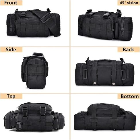 Tactical MOLLE Waist Bag – Heavy-Duty Outdoor Utility Pouch, Multi-Pocket Gear Organizer for Hunting, Fishing & Outdoor Use (Black) (Black) in Kuwait