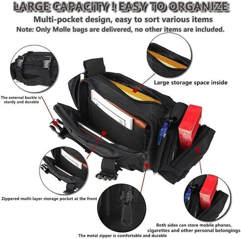Tactical MOLLE Waist Bag – Heavy-Duty Outdoor Utility Pouch, Multi-Pocket Gear Organizer for Hunting, Fishing & Outdoor Use (Black) (Black) in Kuwait