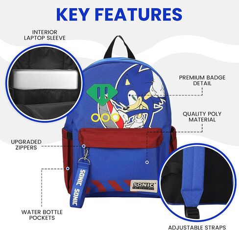 حقيبة ظهر باللون الأزرق للبالغين من Bioworld Sonic The Hedgehog Sonic مقاس 16.5 بوصة in Kuwait