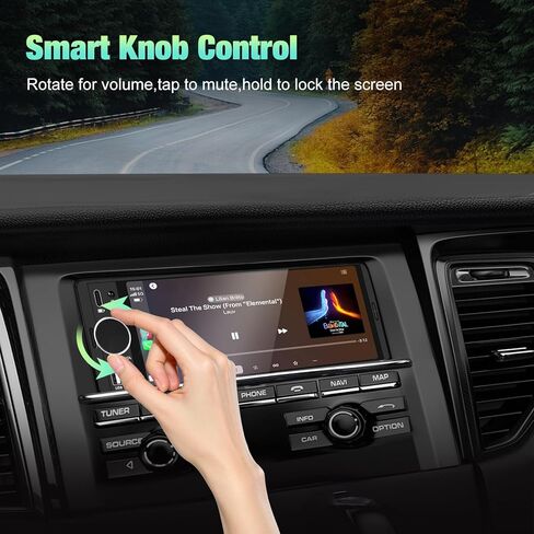 راديو Single Din للسيارة - يدعم Apple Carplay وAndroid Auto، راديو بشاشة تعمل باللمس مقاس 6.28 بوصة مع بلوتوث، كاميرا احتياطية، ميكروفون محسن، USB، SWC، RCA، EQ، FM (أسود) in Kuwait