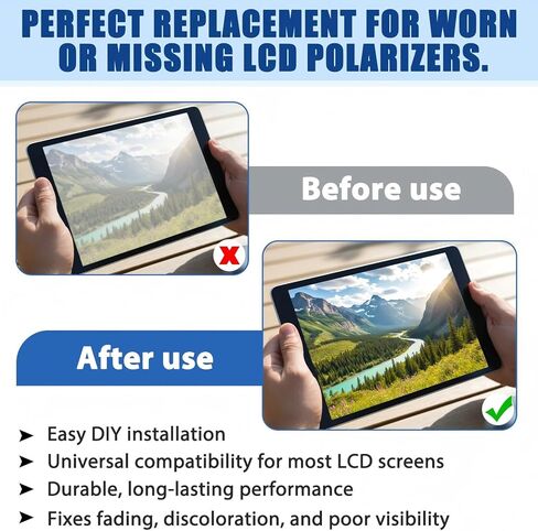 6 Pcs Polarizing Film Sheets 7.8 x 11.8 Inches 90° Polarizer Adhesive Linear Polarizing Film Filter for LCD Screen Repairing Educational Physics Photography Lighting in Kuwait