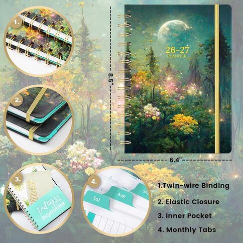 Planner 2024-2025 - Jul. 2024 - Jun. 2025, 2024-2025 Planner, 8" x 10", Academic Planner 2024-2025 with Tabs + Flexible Cover - Moon Floral in Saudi Arabia