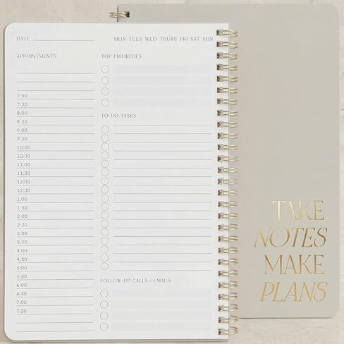 Simplified Daily Planner And Notebook With Hourly Schedule - Aesthetic Spiral To do List Notepad to Easily Organize Your Work Tasks And Appointments - The Perfect Office Supplies For Women in Saudi Arabia