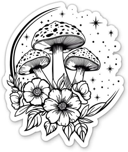 Mushroom Sticker - 3" Laptop Sticker - Waterproof Vinyl for Car, Phone, Water Bottle - Botanical Celestial Cottagecore Decal in Kuwait