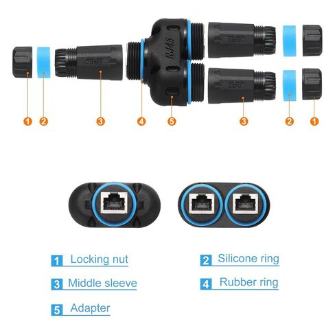 Waterproof RJ45 Coupler, Female to Female 1 in 2 Out Splitter Waterproof IP68 Ethernet Outdoor LAN Cable Connector for Cat5/Cat5e/Cat6/Cat7/Cat8 in Kuwait