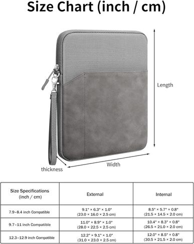Tablet Sleeve Case 8–9 Inch, WUNIAK 360° Protective Splash-Resistant Carrying Bag for iPad, Tablet Computer, E-Reader & Drawing Tablet,Dark Gray. in Kuwait
