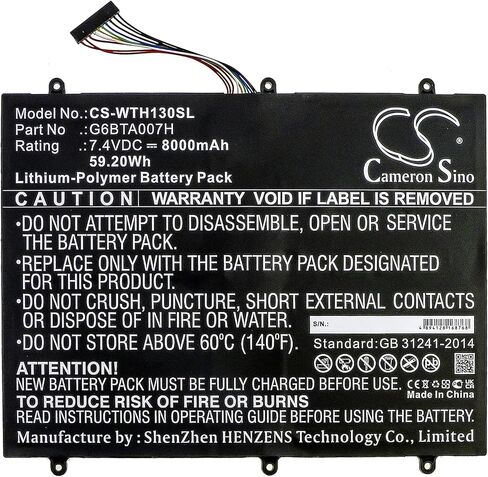 بطارية بقدرة 8000 مللي أمبير / 59.20 وات في الساعة لجهاز Cintiq Companion 2، DTH-W1300 PN: G6BTA007H in Kuwait