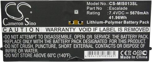 5670mAh / 41.96Wh Battery for 9SR-00013, Surface Pro, Surface Pro 1 1514, Surface Pro 2, Surface Pro 2 1601, Surface Pro 64GB PN: 2ICP5/94/104, 2ICP5/94/105, Escalade, P21GU9 in Kuwait