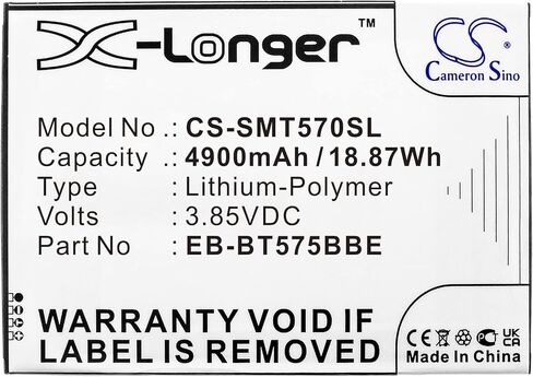 4900mAh Battery for Galaxy Tab Active 3, Galaxy Tab Active 3 8.0, Galaxy Tab Active 3 8.0 2020, SM-T570, SM-T575, SM-T575N PN: EB-BT575BBE, GH43-05039A in Kuwait