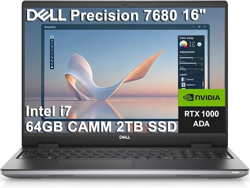 Dell Precision 7000 7680 Mobile Workstation Laptop (NVIDIA RTX 1000 Ada 6GB, 16" FHD+, Intel 20-Core i7-13850HX (> Ultra 7-155U), 64GB LPCAMM2 DDR5, 1TB SSD) Pro Max for Engineer, Designer, Win 11 Pro in Kuwait