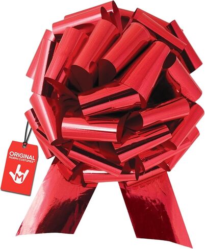 Nicky Bigs Novelties Holographic Metallic Red Christmas Holiday Bows - Large Gift Wrap Car Bow - Giant Instant Pull Bow Wedding Decoration in Saudi Arabia