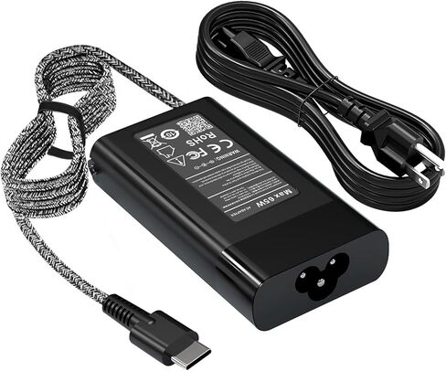65W USB C Charger for HP Spectre/Envy/EliteBook x360 Elite Pro x2 Pavilion OmniBook Ultra Zbook ProBook for HP Slim Travel Laptop Charger Braided Cable in Kuwait