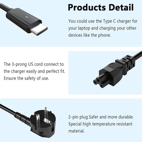 محول تيار متردد USB-C بقدرة 65 وات من النوع C متوافق مع Dell Pro 16 15 Plus PC16250 DC15250 PB16250 DB16250 DB06250 14 DC14250 Pro 16 PC16250 Latitude 15 5540 كمبيوتر محمول 2 في 1 2025 محول تيار متردد للطاقة in Kuwait