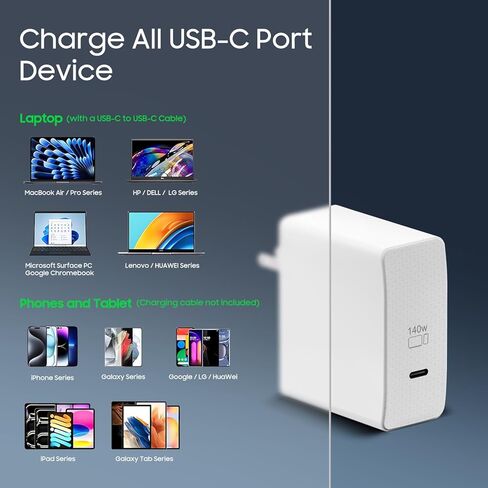 شاحن USB C 140 وات 28V5A GaN PD3.1 لجهاز Mac Book Pro Air 16 بوصة 15 بوصة 14 بوصة M4 M3، Anker 737 Power Bank A1289 Anker Prime 27 Power Bank A1340، eero PoE، Msi AI محول الكمبيوتر المحمول للألعاب ADP-140AB B in Kuwait