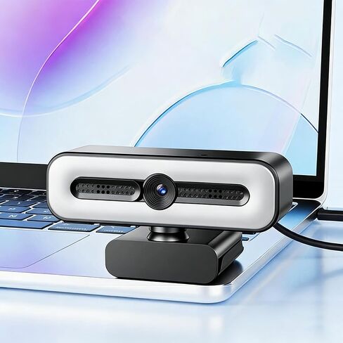 High Definition 1080 FHD Webcam, USB Computer Camera with Microphone, Fill Light and Privacy Cover for Video Calling, Meetings, Desktop Streaming and livestreaming in Kuwait