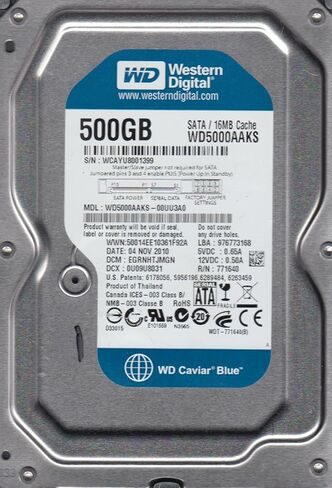 WD5000AAKS-00UU3A0, DCM EGRNHTJMGN, Western Digital 500GB SATA 3.5 Hard Drive in Kuwait