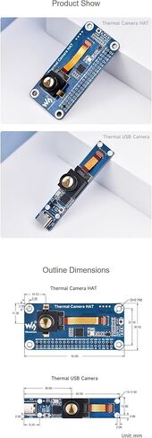 وحدة كاميرا التصوير الحراري بالأشعة تحت الحمراء طويلة الموجة لمنفذ Raspberry Pi 80 × 62 بكسل 45 درجة FOV Type-C in Kuwait