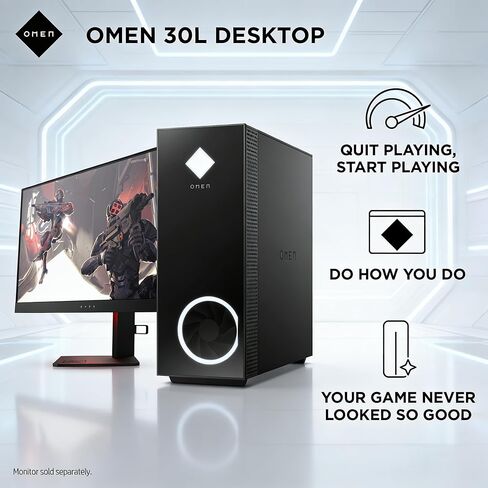 HP OMEN 30L GT13-0395XT Gaming Desktop PC, Shadow Black with Glass Bezel/Side Panel, 10th Gen Intel Core i9, 16GB RAM, 512GB SSD+2TB HDD, NVIDIA RTX 3070 8GB GDDR6 LHR, Windows 11 Home, LE Bundle in Kuwait