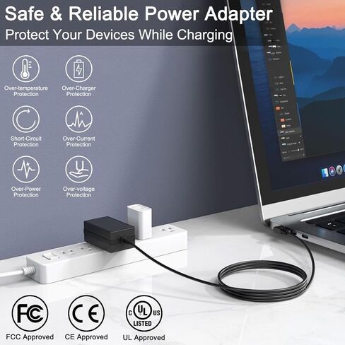 محول تيار متردد/تيار مستمر 12 فولت مدرج في قائمة UL متوافق مع Morostron LeadBook T15 16 بوصة 8 جيجابايت DDR 256 جيجابايت SSD، LeadBook 15.6 بوصة 14 بوصة T6 T9 T11 T7 Pro Plus شاشة لمس محمولة للكمبيوتر المحمول شاحن سلك إمداد الطاقة in Kuwait