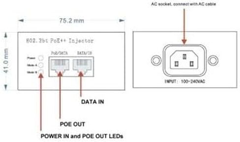 TP-POE++ 10G - 56V 10G 4Pair PoE++ حاقن، 60 وات، مع سلك طاقة أمريكي in Kuwait