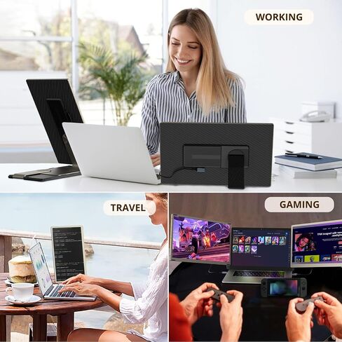 شاشة موسع لشاشة الكمبيوتر المحمول BOSII - شاشة 15.6 بوصة IPS FHD 1080P ثلاثية محمولة ممتدة لأجهزة الكمبيوتر المحمولة من النوع C/HDMI/USB-A متوافقة مع نظام التشغيل Windows Mac Chrome in Kuwait
