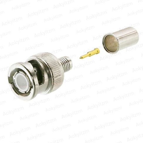 10 Pack BNC Male Crimp Connector to RG59/62 BNC Male Crimp-On Connector for CCTV Coaxial Cables in Kuwait