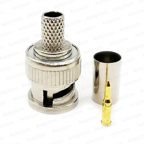 10 Pack BNC Male Crimp Connector to RG59/62 BNC Male Crimp-On Connector for CCTV Coaxial Cables in Kuwait