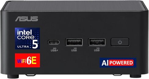 ASUS NUC AI Powered Mini Desktop (Intel Ultra 5-135H, No OS, 64GB DDR5, 4TB PCIe SSD, 2 Thunderbolt 4, WiFi 6E, Bluetooth 5.3, 120W PSU, RJ-45, 2 HDMI, Win 11 Pro) w/DKZ USB Port Expander in Kuwait