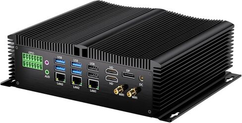كمبيوتر صناعي صغير من Thdeukoty مع الجيل الثالث عشر Core i7-1355U(10C/12T)، 32G DDR5 RAM 512G NVME Pcie 4.0 SSD، WIFI6، BT5.2، 4xUSB3.0، 3x2.5G LAN، 8xCOM، SIM، GPIO، منافذ P/S2، Win 11 Pro بدون مروحة in Kuwait