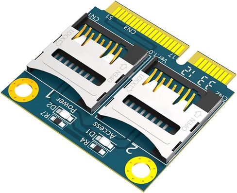 JMT Mini PCI-E to Dual Micro SD Card TF Card Adapter with Metal Extender Bracket Supports Half-Size and Full-Size Dimension in Kuwait
