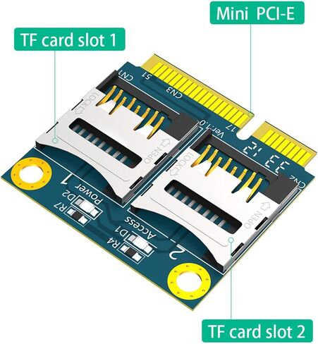 JMT Mini PCI-E to Dual Micro SD Card TF Card Adapter with Metal Extender Bracket Supports Half-Size and Full-Size Dimension in Kuwait