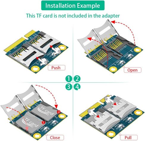 JMT Mini PCI-E to Dual Micro SD Card TF Card Adapter with Metal Extender Bracket Supports Half-Size and Full-Size Dimension in Kuwait