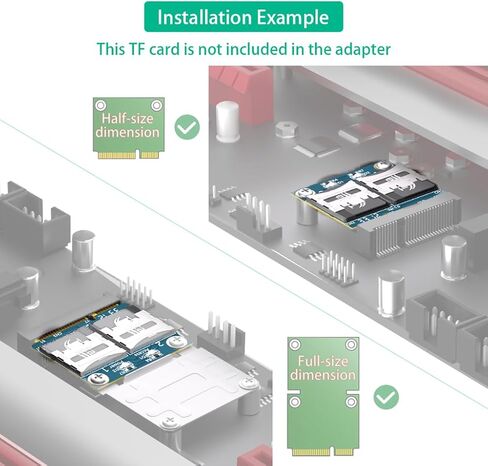 JMT Mini PCI-E to Dual Micro SD Card TF Card Adapter with Metal Extender Bracket Supports Half-Size and Full-Size Dimension in Kuwait