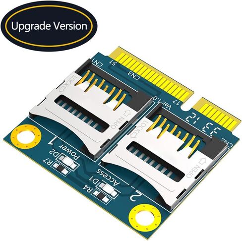JMT Mini PCI-E to Dual Micro SD Card TF Card Adapter with Metal Extender Bracket Supports Half-Size and Full-Size Dimension in Kuwait
