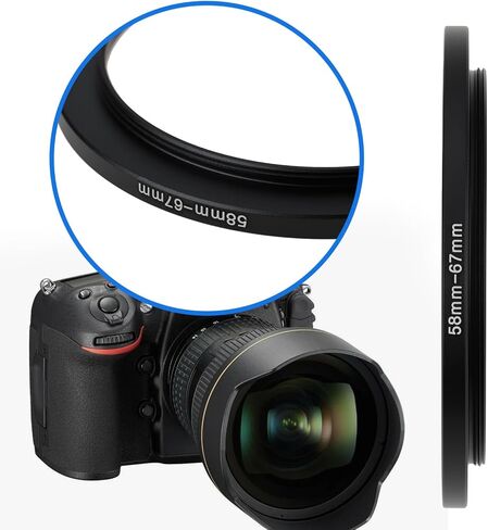 OTOTEC 2 قطعة محول تحويل خيط عدسة الكاميرا 58 مم ذكر إلى 67 مم أنثى مناسب لكاميرات DSLR in Kuwait