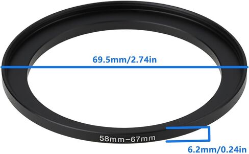 OTOTEC 2 قطعة محول تحويل خيط عدسة الكاميرا 58 مم ذكر إلى 67 مم أنثى مناسب لكاميرات DSLR in Kuwait