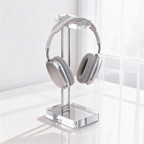 Headphone Stand Headset Holder for Desk, Solid Christal-Clear Acrylic with Gold Hardware Earphone Hanger for Gaming Room Office Accessories in Kuwait